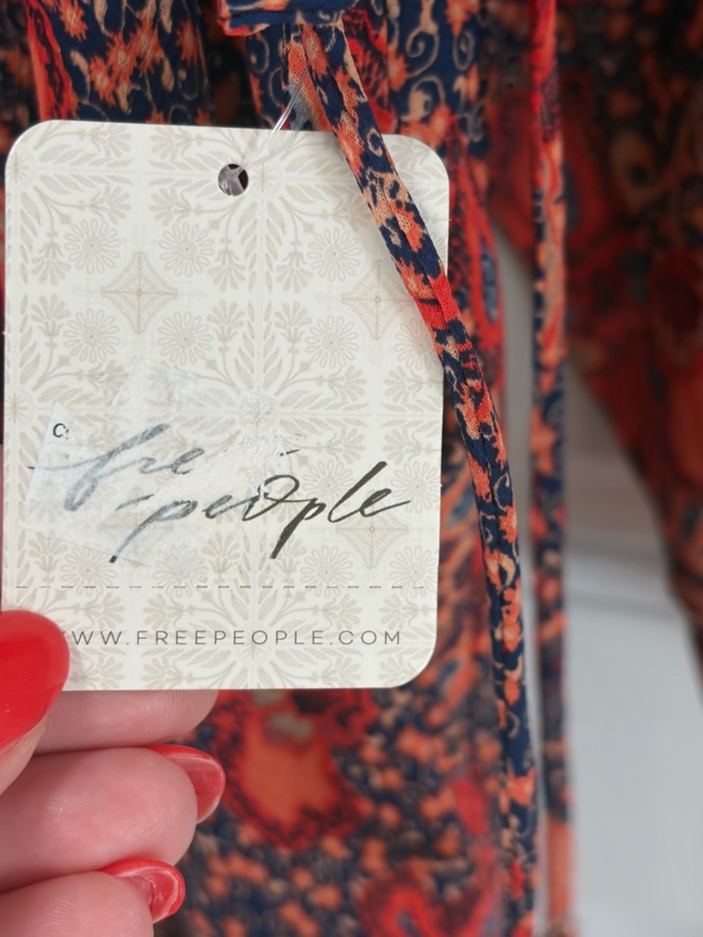 Free People Teegan Mini Dress NWT size Medium‎ in Peach Combo Floral Faux Wrap - Picture 7 of 14